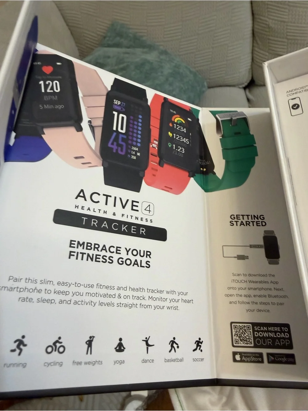 NEW iTouch Active 4 Smartwatch Fitness Tracker Coral Red iOS Android Waterproof